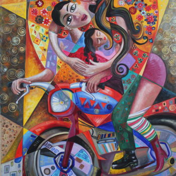 Картина под названием "Family transport" - Abderrahim Akarne, Подлинное произведение искусства, Акрил