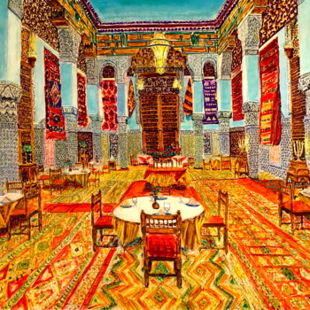 Schilderij getiteld "Maroc Architecture…" door Abderrahim El Asraoui, Origineel Kunstwerk, Olie Gemonteerd op Houten paneel