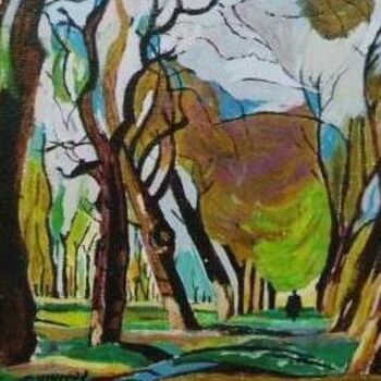 Peinture intitulée "paysage(arbres Hoou…" par Abderrahim El Moujaouid, Œuvre d'art originale, Acrylique Monté sur Châssis en…