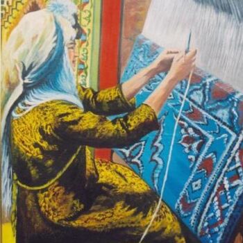 Ζωγραφική με τίτλο "tapis marocaine - M…" από Abderrahim El Moujaouid, Αυθεντικά έργα τέχνης, Ακρυλικό Τοποθετήθηκε στο Ξύλι…
