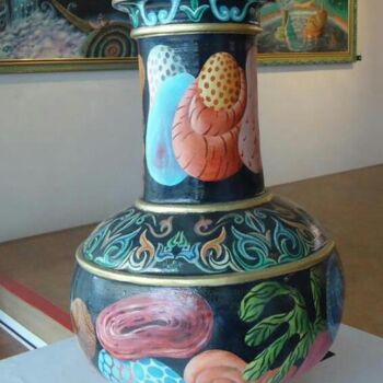 Malerei mit dem Titel "Pot repeint en huile" von Abderrahim Jaouad, Original-Kunstwerk, Öl