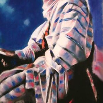 Painting titled "Cavalier Touareg" by Abderrahmane Latrache, Original Artwork, Oil