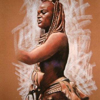 Peinture intitulée "Danseuse masaï" par Abderrahmane Latrache, Œuvre d'art originale