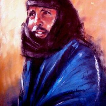 Painting titled "Homme Touareg" by Abderrahmane Latrache, Original Artwork, Oil