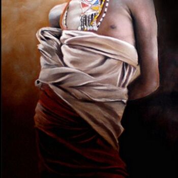 Painting titled "Fille masai" by Abderrahmane Latrache, Original Artwork, Oil