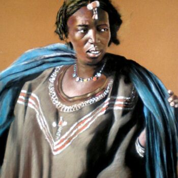 Painting titled "Femme peul du Niger" by Abderrahmane Latrache, Original Artwork, Oil