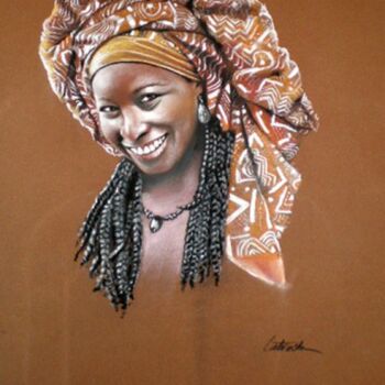 Ζωγραφική με τίτλο "Sénégalaise" από Abderrahmane Latrache, Αυθεντικά έργα τέχνης, Λάδι