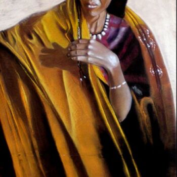Painting titled "Femme peul 2" by Abderrahmane Latrache, Original Artwork, Oil