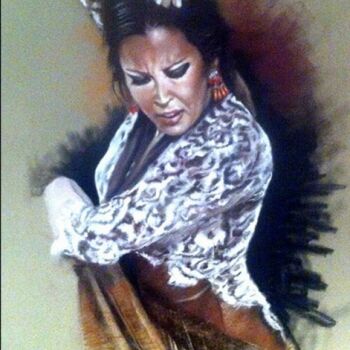 Schilderij getiteld "Flamenco" door Abderrahmane Latrache, Origineel Kunstwerk, Olie