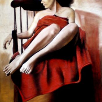 Pintura intitulada "Woman in red" por Abderrahmane Latrache, Obras de arte originais, Óleo