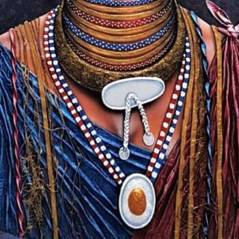 Peinture intitulée "femme Peul" par Abdoul Sow (Docart), Œuvre d'art originale, Acrylique Monté sur Châssis en bois