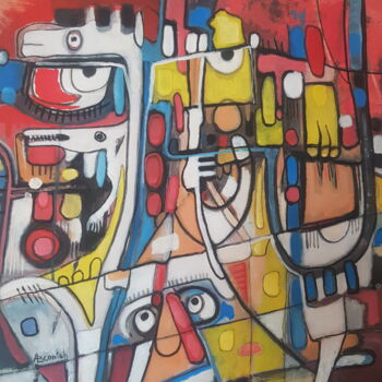 Painting titled "Giraffe family" by Abdoulie Conteh, Original Artwork, Acrylic