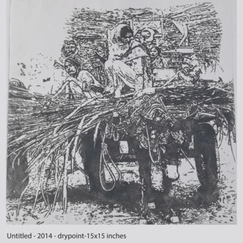 Printmaking titled "Untitled =village" by Abdul Ali Hyder, Original Artwork, Etching