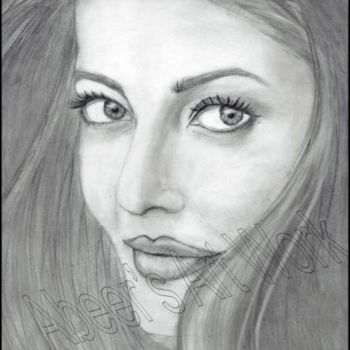 Dibujo titulada "sketch of aishwarya…" por Abeer Malik, Obra de arte original, Otro