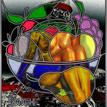 Digital Arts titled "La coupe de fruits" by Abelard, Original Artwork, Digital Painting
