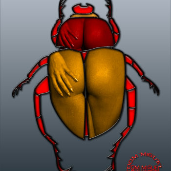 Digitale Kunst mit dem Titel "Le scarabée roux" von Abelard, Original-Kunstwerk, Digitale Malerei