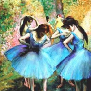 Schilderij getiteld "Bailarinas Azules" door Filgueiras, Origineel Kunstwerk