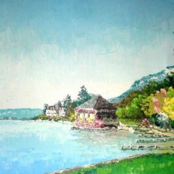 Painting titled "Bords du Lac d'Anne…" by Aberius, Original Artwork, Oil