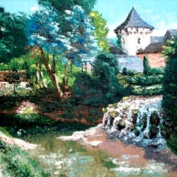 Peinture intitulée "Cascade Château - C…" par Aberius, Œuvre d'art originale, Huile