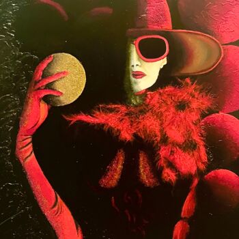 Schilderij getiteld "Dame en Rouge (Lady…" door Andrew (Ana` Alu) Hollimon, Origineel Kunstwerk, Acryl Gemonteerd op Frame v…
