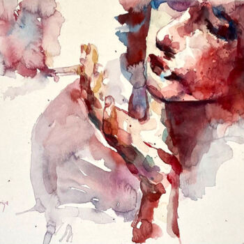 Peinture intitulée "The Haze" par Abhishek Deheriya, Œuvre d'art originale, Aquarelle