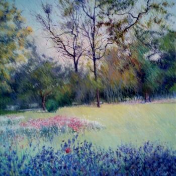 Painting titled "Purple season in my…" by Abid Khan, Original Artwork, Oil