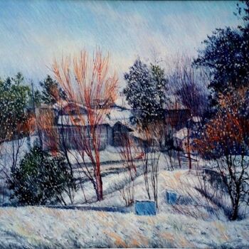 Painting titled "Snow season" by Abid Khan, Original Artwork, Oil