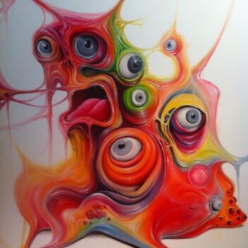 Картина под названием "Monstre Multicolor…" - Abigail Fanny Camus, Подлинное произведение искусства