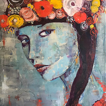 Peinture intitulée "Blossoming" par Abi Jameson, Œuvre d'art originale, Acrylique