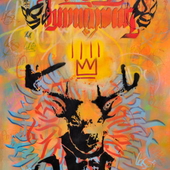 Peinture intitulée "king deer" par A.Blanchart, Œuvre d'art originale