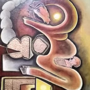 Peinture intitulée "Relation homme anim…" par Driss Semlali (Semlapeintre), Œuvre d'art originale, Acrylique