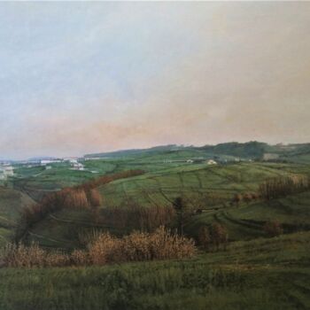 Painting titled "Paisagem Portuguesa" by Abraham Levy Lima, Original Artwork, Oil Mounted on Wood Stretcher frame