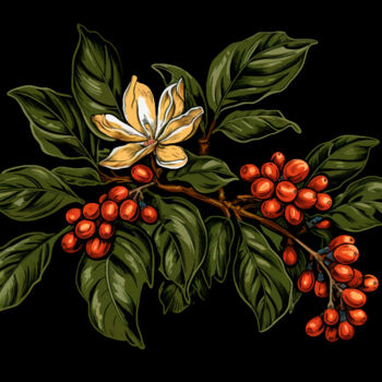 "red coffee branch" başlıklı Dijital Sanat Abreu tarafından, Orijinal sanat, Dijital Resim
