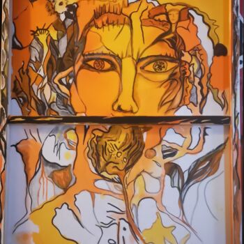 Pintura titulada "Automne  Face A Pos…" por Abricodéal Îles, Obra de arte original, Tinta Montado en Bastidor de camilla de…