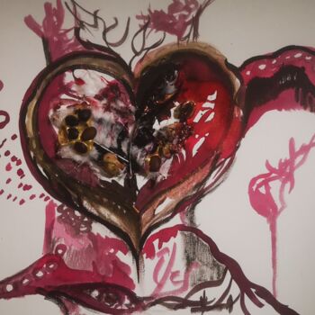 Dessin intitulée "Au coeur de la natu…" par Abricodéal Îles, Œuvre d'art originale, Encre