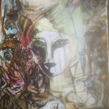 Peinture intitulée "La fee aux yeux ver…" par Abricodéal Îles, Œuvre d'art originale, Acrylique Monté sur Châssis en bois