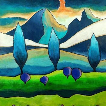 Pintura titulada ""Mountains And Hill…" por Agota Olimpija Bričkutė, Obra de arte original, Acrílico