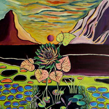 Peinture intitulée ""Oriental Landscape"" par Agota Olimpija Bričkutė, Œuvre d'art originale, Acrylique