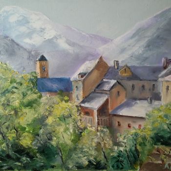 Schilderij getiteld "Un village du Val d…" door Anne-Marie Briot, Origineel Kunstwerk, Olie