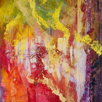 Pittura intitolato "Cascade of Color" da Larry Wolf, Opera d'arte originale, Acrilico