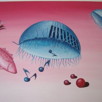 Peinture intitulée "jellyfish and music" par Önder Bora, Œuvre d'art originale