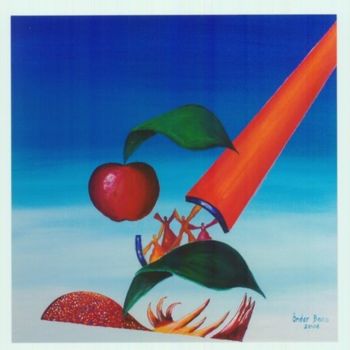 Pintura titulada "an apple and humans" por Önder Bora, Obra de arte original, Oleo