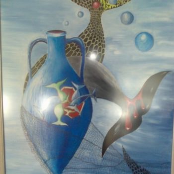 Pintura titulada "life is at the sea" por Önder Bora, Obra de arte original, Oleo