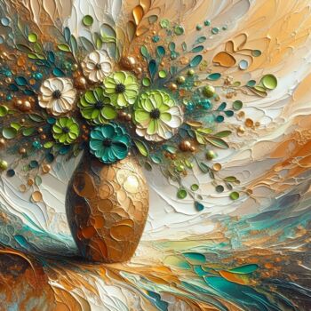 Digitale Kunst mit dem Titel "Bouquet in Bloom" von Abstract Bliss, Original-Kunstwerk, KI-generiertes Bild