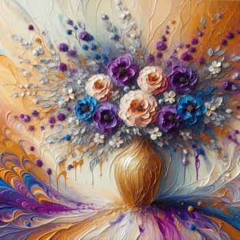 Digitale Kunst mit dem Titel "Vase of Petals'" von Abstract Bliss, Original-Kunstwerk, KI-generiertes Bild