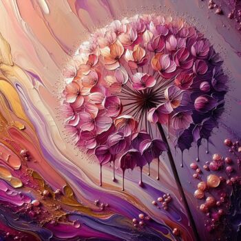 Digitale Kunst getiteld "Enchanted Alliums" door Abstract Bliss, Origineel Kunstwerk, AI gegenereerde afbeelding