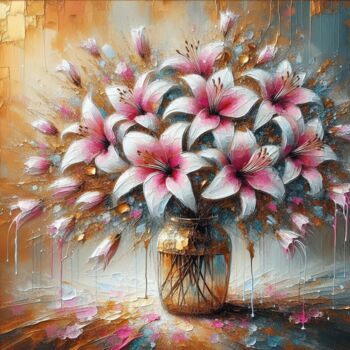 Digitale Kunst mit dem Titel "Luminous Lily Seren…" von Abstract Bliss, Original-Kunstwerk, Digitale Malerei
