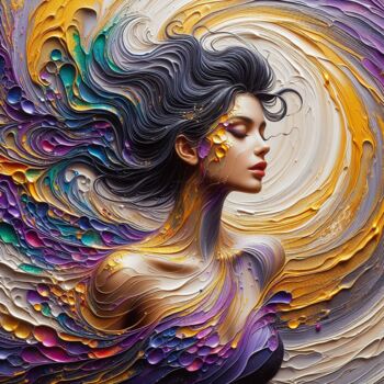 Digitale Kunst mit dem Titel "Purple Elegance" von Abstract Bliss, Original-Kunstwerk, Digitale Malerei