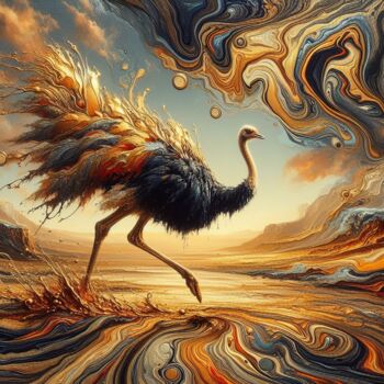 Digital Arts titled "Desert Stride" by Abstract Bliss, Original Artwork, Digital Painting