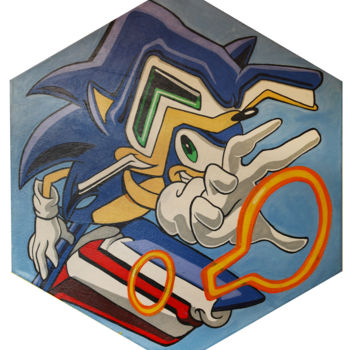 Pintura intitulada "Sonic" por Daniil Spiridonov, Obras de arte originais, Acrílico Montado em Armação em madeira